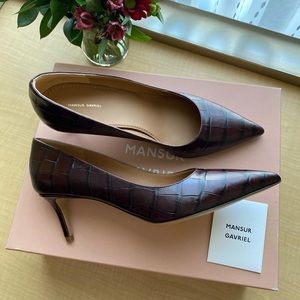 🔥MANSUR GAVRIEL Croc Embossed Leather Pumps